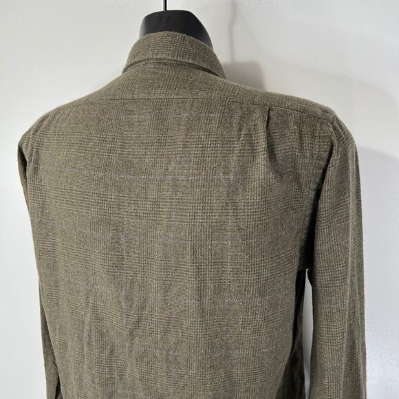 Polo Ralph Lauren Italian Fabric Brushed Flannel Shirt Glen Plaid Green - Picture 5 of 6